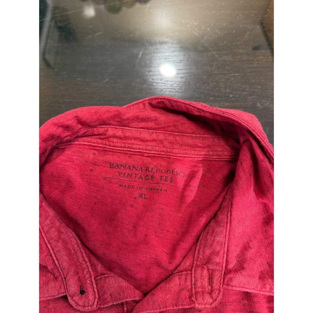 Banana Republic Vintage Tee Polo Shirt Mens XL Red Slub Cotton Short Sleeve